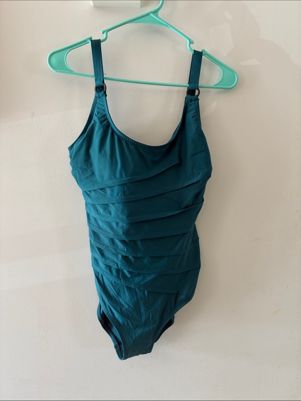 DKNY Teal One-Piece Ruched Swimsuit